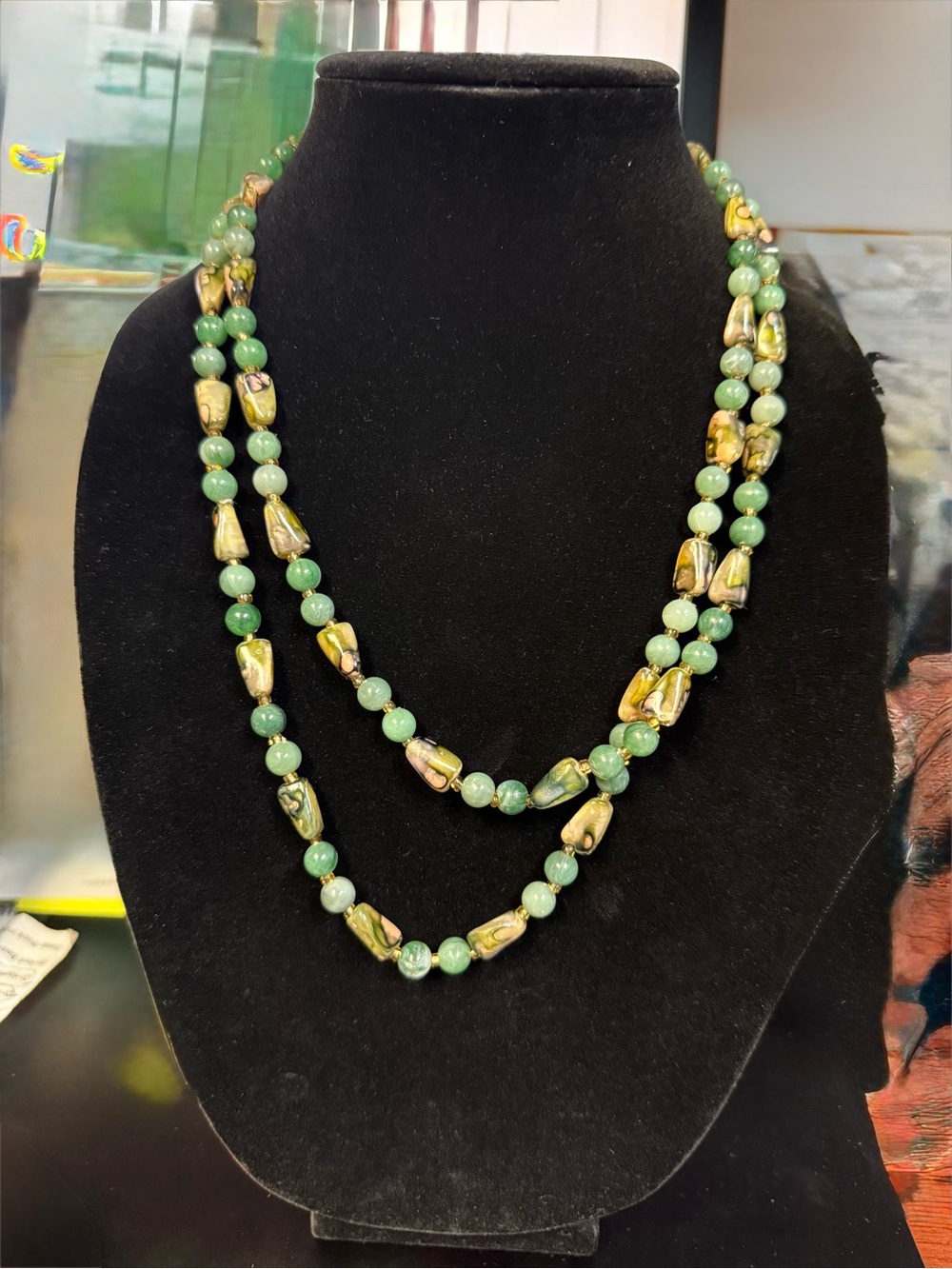Versatile Mixture of Polished Green Beaded Necklace